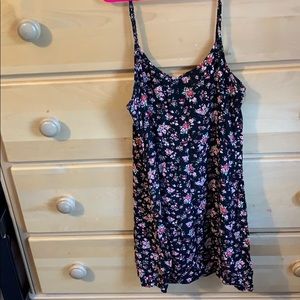 Black dress with pink flowers